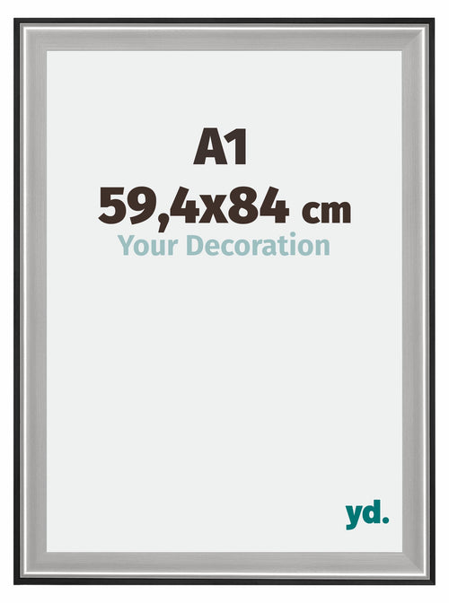 Birmingham Wooden Photo Frame 59 4x84cm A1 Black Silver gepolijst Size | Yourdecoration.co.uk