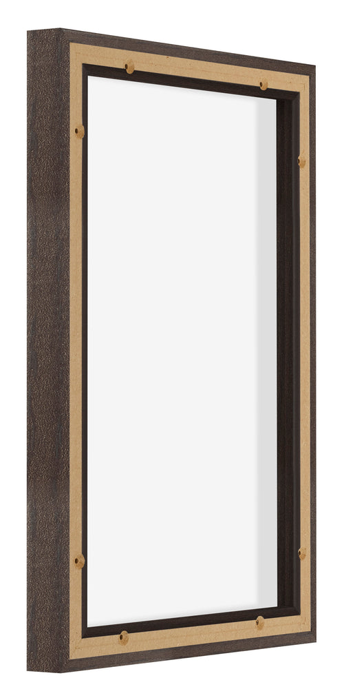 Lyon MDF Canvas Floater Frame 2 3 Oak Dark Back Oblique | Yourdecoration.co.uk