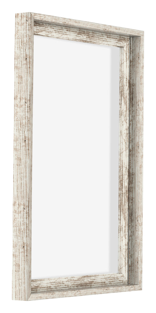 Lyon MDF Canvas Floater Frame 2 3 White Vintage Front Oblique | Yourdecoration.co.uk