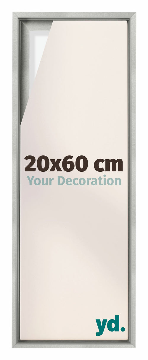 Lyon MDF Canvas Floater Frame 20x60cm Silver Matte Front Size | Yourdecoration.co.uk