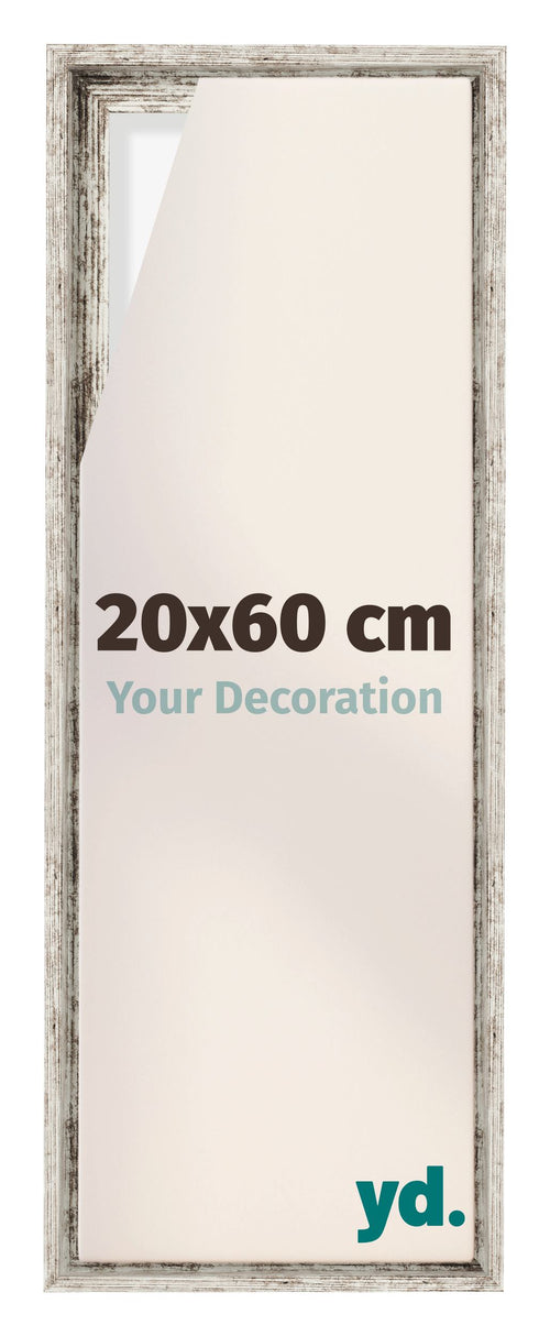 Lyon MDF Canvas Floater Frame 20x60cm White Vintage Voorzijde Maat | Yourdecoration.co.uk