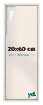 Lyon MDF Canvas Floater Frame 20x60cm White Wash Voorzijde Maat | Yourdecoration.co.uk
