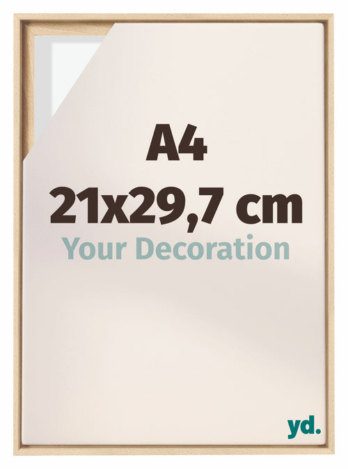 Lyon MDF Canvas Floater Frame 21x29 7cm A4 Beech Front Size | Yourdecoration.co.uk