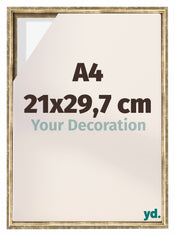 Lyon MDF Canvas Floater Frame 21x29 7cm A4 Gold Antique Front Size | Yourdecoration.co.uk