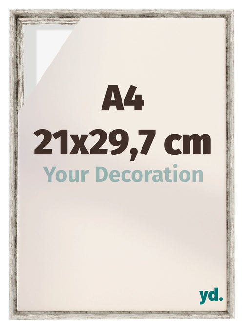 Lyon MDF Canvas Floater Frame 21x29 7cm A4 White Vintage Voorzijde Maat | Yourdecoration.co.uk