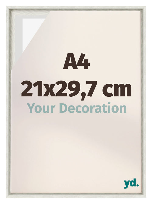 Lyon MDF Canvas Floater Frame 21x29 7cm A4 White Wash Voorzijde Maat | Yourdecoration.co.uk