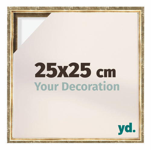 Lyon MDF Canvas Floater Frame 25x25cm Gold Antique Front Size | Yourdecoration.co.uk