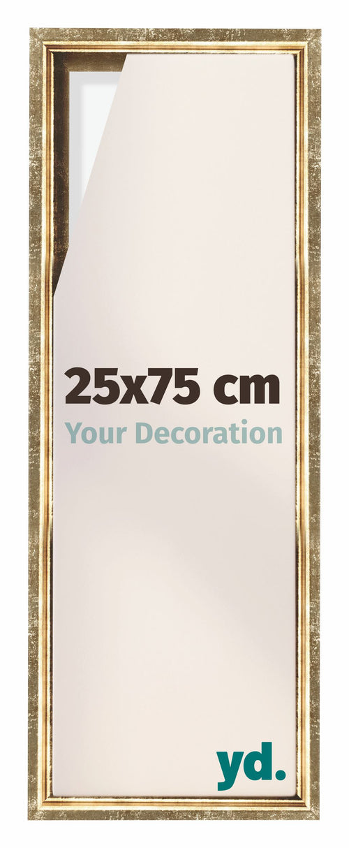 Lyon MDF Canvas Floater Frame 25x75cm Gold Antique Front Size | Yourdecoration.co.uk