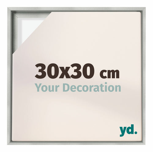 Lyon MDF Canvas Floater Frame 30x30cm Silver Matte Front Size | Yourdecoration.co.uk