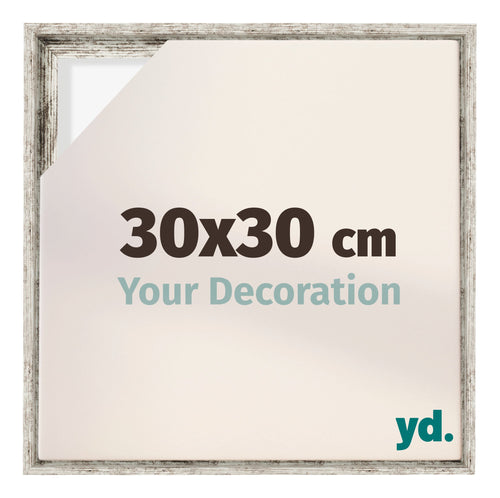 Lyon MDF Canvas Floater Frame 30x30cm White Vintage Voorzijde Maat | Yourdecoration.co.uk