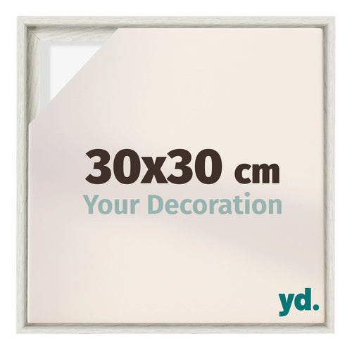 Lyon MDF Canvas Floater Frame 30x30cm White Wash Voorzijde Maat | Yourdecoration.co.uk