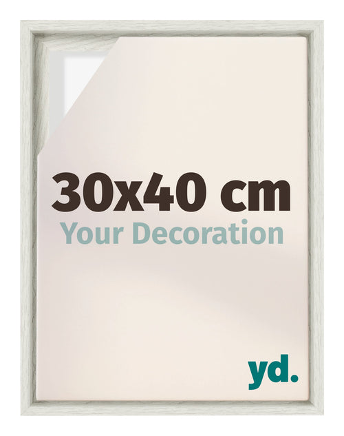 Lyon MDF Canvas Floater Frame 30x40cm White Wash Voorzijde Maat | Yourdecoration.co.uk
