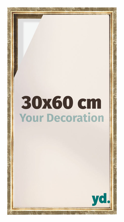 Lyon MDF Canvas Floater Frame 30x60cm Gold Antique Front Size | Yourdecoration.co.uk