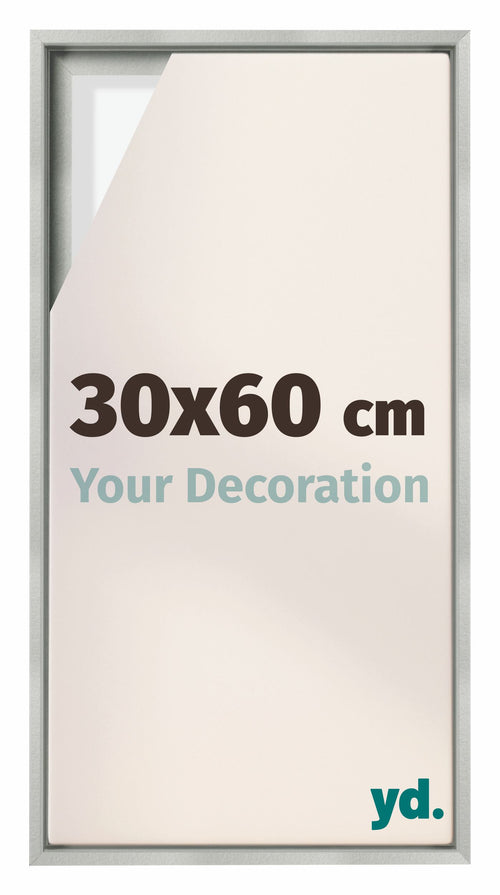 Lyon MDF Canvas Floater Frame 30x60cm Silver Matte Front Size | Yourdecoration.co.uk
