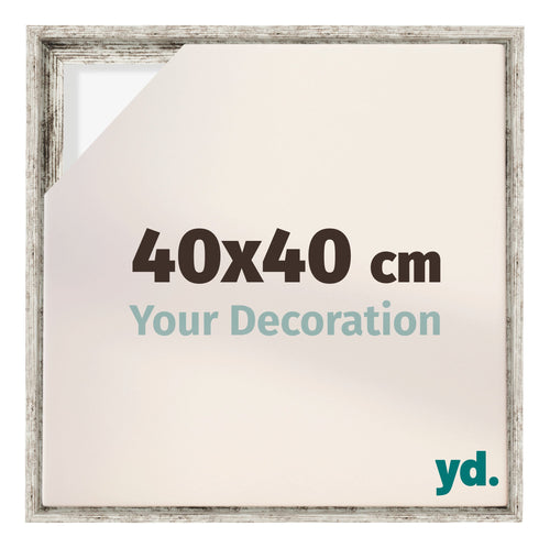 Lyon MDF Canvas Floater Frame 40x40cm White Vintage Voorzijde Maat | Yourdecoration.co.uk