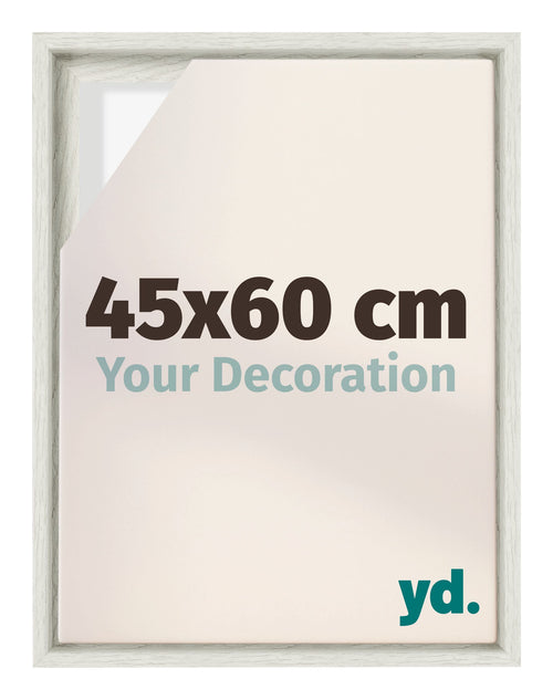Lyon MDF Canvas Floater Frame 45x60cm White Wash Voorzijde Maat | Yourdecoration.co.uk