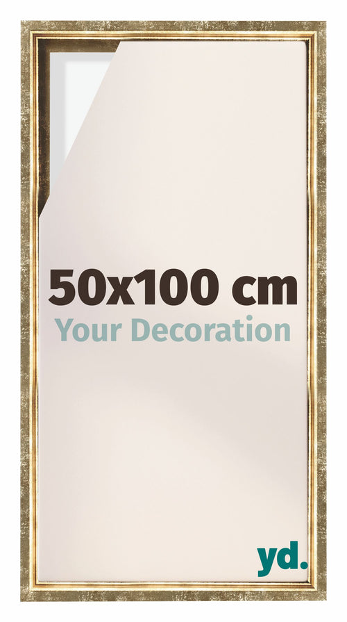 Lyon MDF Canvas Floater Frame 50x100cm Gold Antique Front Size | Yourdecoration.co.uk
