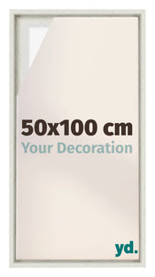 Lyon MDF Canvas Floater Frame 50x100cm White Wash Voorzijde Maat | Yourdecoration.co.uk