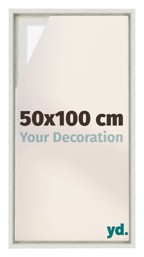 Lyon MDF Canvas Floater Frame 50x100cm White Wash Voorzijde Maat | Yourdecoration.co.uk