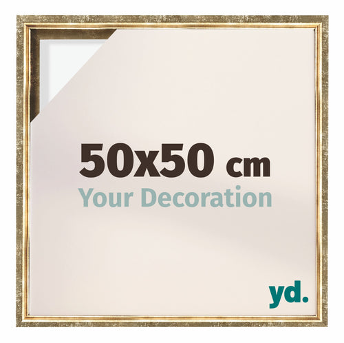 Lyon MDF Canvas Floater Frame 50x50cm Gold Antique Front Size | Yourdecoration.co.uk