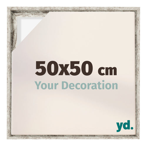 Lyon MDF Canvas Floater Frame 50x50cm White Vintage Voorzijde Maat | Yourdecoration.co.uk
