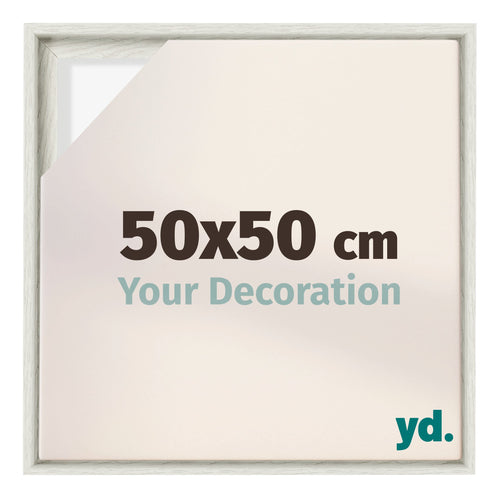 Lyon MDF Canvas Floater Frame 50x50cm White Wash Voorzijde Maat | Yourdecoration.co.uk