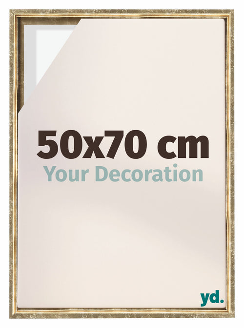 Lyon MDF Canvas Floater Frame 50x70cm Gold Antique Front Size | Yourdecoration.co.uk