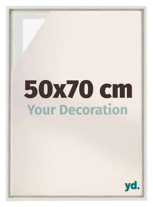 Lyon MDF Canvas Floater Frame 50x70cm White Wash Voorzijde Maat | Yourdecoration.co.uk