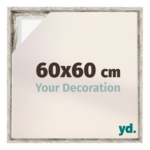 Lyon MDF Canvas Floater Frame 60x60cm White Vintage Voorzijde Maat | Yourdecoration.co.uk