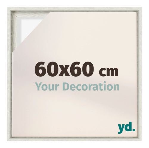 Lyon MDF Canvas Floater Frame 60x60cm White Wash Voorzijde Maat | Yourdecoration.co.uk