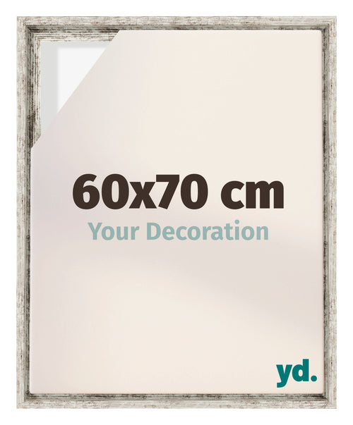 Lyon MDF Canvas Floater Frame 60x70cm White Vintage Voorzijde Maat | Yourdecoration.co.uk