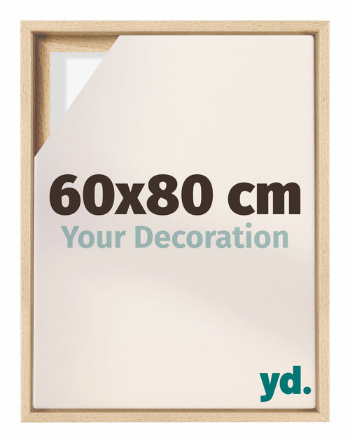 Lyon MDF Canvas Floater Frame 60x80cm Beech Front Size | Yourdecoration.co.uk