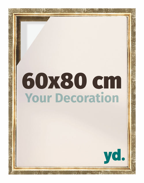 Lyon MDF Canvas Floater Frame 60x80cm Gold Antique Front Size | Yourdecoration.co.uk