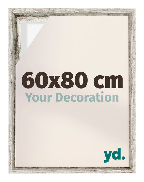 Lyon MDF Canvas Floater Frame 60x80cm White Vintage Voorzijde Maat | Yourdecoration.co.uk