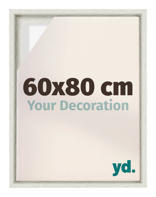 Lyon MDF Canvas Floater Frame 60x80cm White Wash Voorzijde Maat | Yourdecoration.co.uk