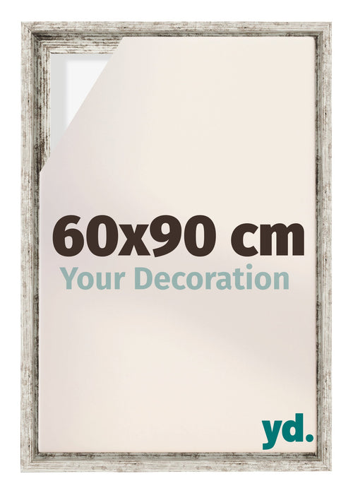 Lyon MDF Canvas Floater Frame 60x90cm White Vintage Voorzijde Maat | Yourdecoration.co.uk