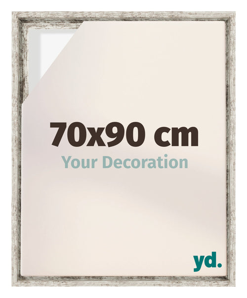 Lyon MDF Canvas Floater Frame 70x90cm White Vintage Voorzijde Maat | Yourdecoration.co.uk