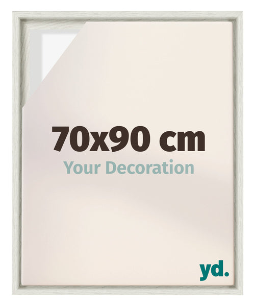 Lyon MDF Canvas Floater Frame 70x90cm White Wash Voorzijde Maat | Yourdecoration.co.uk