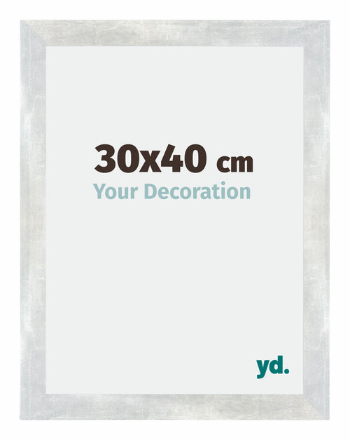 Mura MDF Photo Frame 30x40cm Silver Glossy Vintage Front Size | Yourdecoration.co.uk