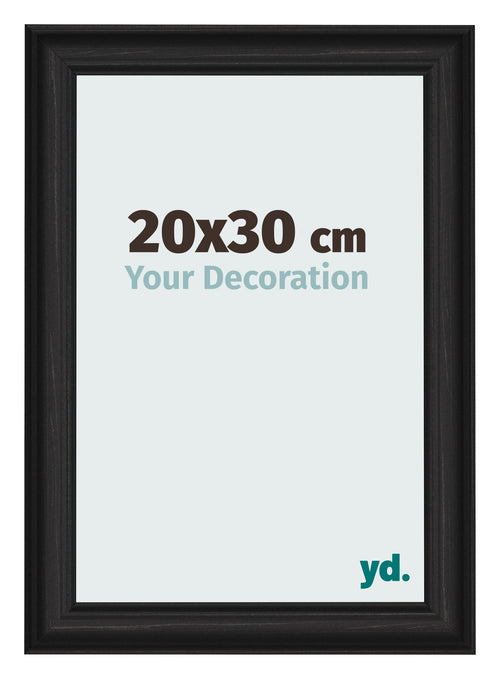 Photo Frame 20x30cm Black Woodgrain MDF Lazio Front Size | Yourdecoration.co.uk