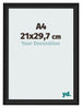 Photo Frame 21x29 7cm A4 Black Woodgrain MDF Lazio Front Size | Yourdecoration.co.uk