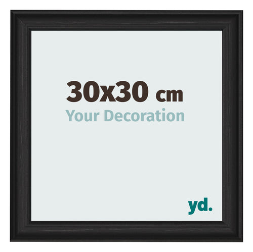 Photo Frame 30x30cm Black Woodgrain MDF Lazio Front Size | Yourdecoration.co.uk