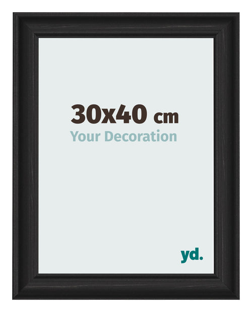 Photo Frame 30x40cm Black Woodgrain MDF Lazio Front Size | Yourdecoration.co.uk