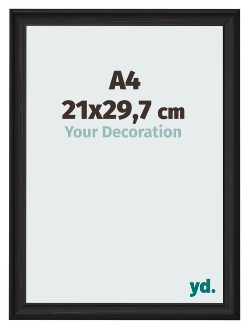 Photo Frame 21x29 7cm A4 Black Woodgrain MDF Lazio Front Size | Yourdecoration.co.uk