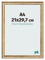 Photo Frame 21x29 7cm A4 Gold Antique MDF Lazio Front Size | Yourdecoration.co.uk