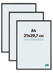 Aurora Aluminium Photo Frame 21x29-7cm A4 Set Van 3 Black Matt Front Size | Yourdecoration.co.uk