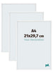 Aurora Aluminium Photo Frame 21x29-7cm A4 Set Van 3 White High Gloss Front Size | Yourdecoration.co.uk