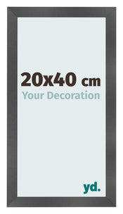 Photo Frame 20x40cm Black Silver Polished MDF Pisa Front Size | Yourdecoration.co.uk