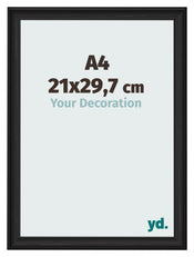 Photo Frame 21x29 7cm A4 Black Woodgrain MDF Lazio Front Size | Yourdecoration.co.uk