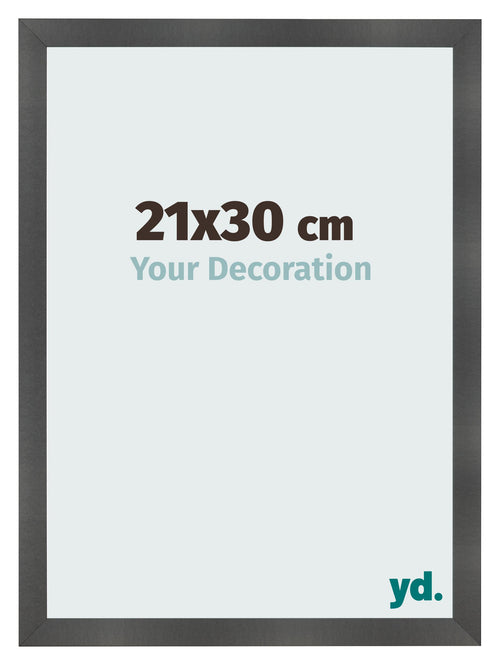 Photo Frame 21x30cm Black Silver Polished MDF Pisa Front Size | Yourdecoration.co.uk